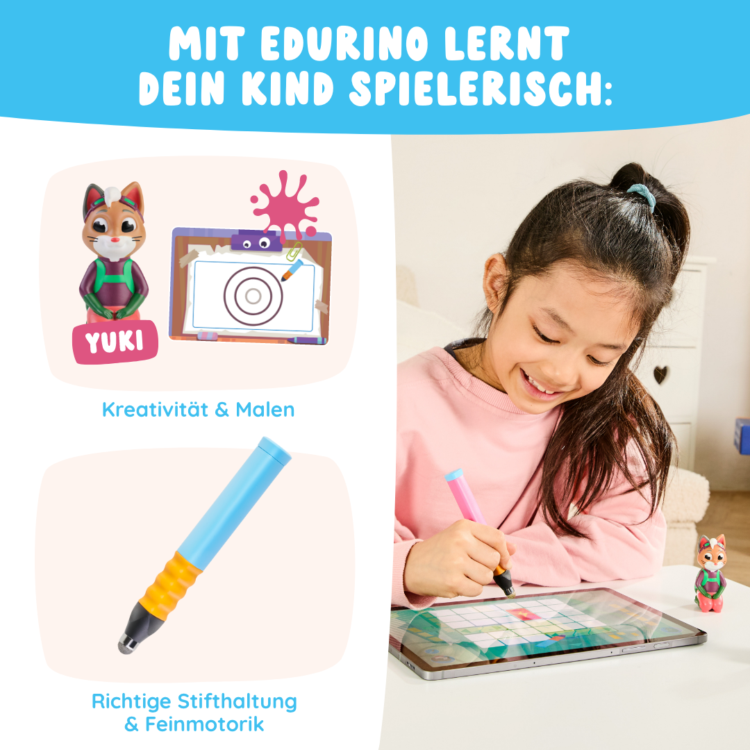 Ein Kind nutzt ein Tablet mit Stift aus dem Bestseller-Bundle von Angebot, einem Lernspielzeug, das Kreativität und Feinmotorik fördert.