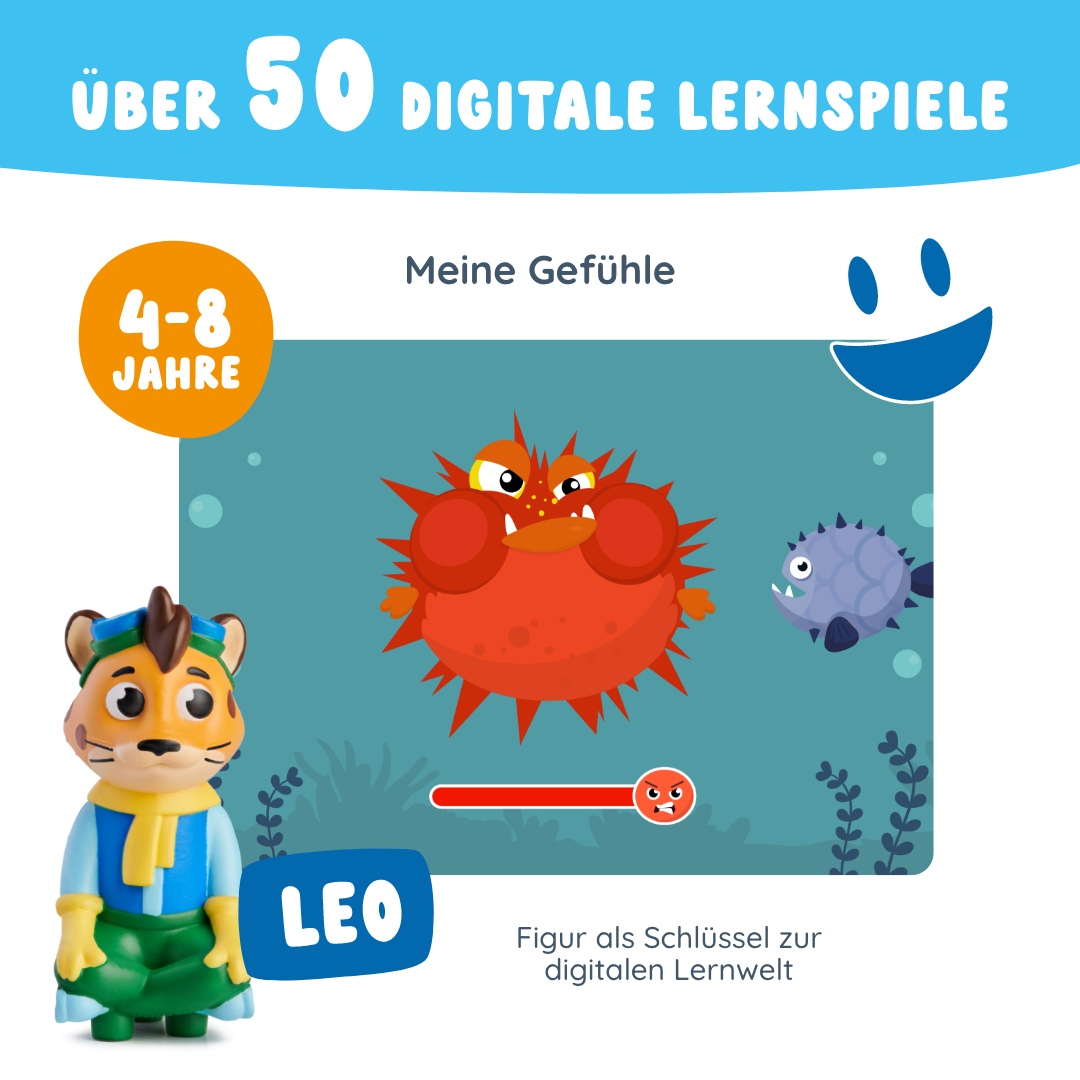 Figur Leo mit über 50 digitalen Lernspielen